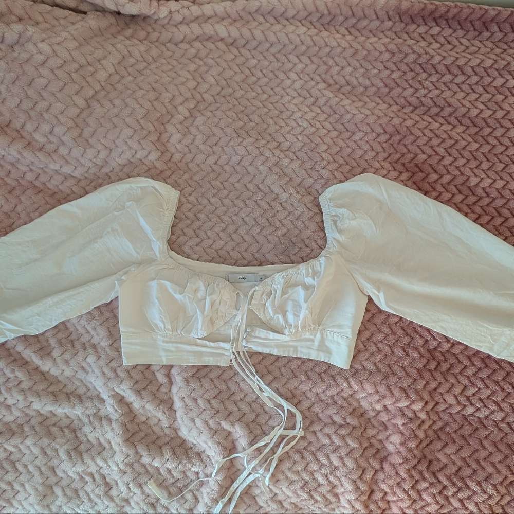 White Long Sleeve Crop Top